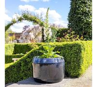Primrose H41cm Stoneware Round Planter In Blue Garden Patio Flower Pot