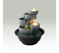 Primrose Tabletop Cascading Pots Design Garden Water Feature with LED Lights 19cm in Brown Primrose Brown