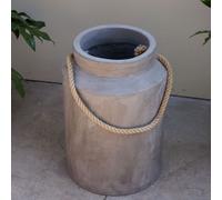 Primrose Tall Round Concrete Milk Can Garden Patio Planter in Grey 30cm Primrose Grey