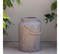 Primrose Tall Round Concrete Milk Can Garden Patio Planter in Grey (H50cm x W35cm)