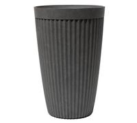 Primrose Tall Round Grey Ribbed Textured Planter Plant Pot 60cm in Dark Grey Primrose Dark Grey