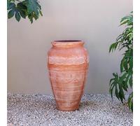 Primrose Tall Terracotta Outdoor Patterned Jug Tapered Patio Planter 76cm
