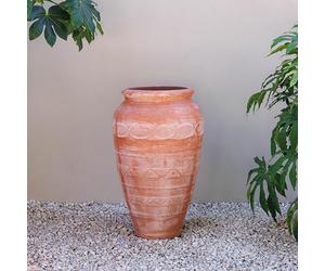 Primrose Tall Terracotta Outdoor Patterned Jug Tapered Patio Planter 76cm