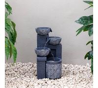Primrose Talla 3 Tiered Stacked Bowls Grey Outdoor Water Feature with LEDs 41cm Primrose Grey