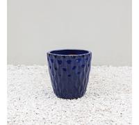 Primrose Tapered Round Petal Effect Garden Planter in Blue Glazed 28cm Primrose Blue