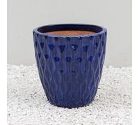 Primrose Tapered Round Petal Effect Garden Planter in Blue Glazed 46cm Primrose Blue