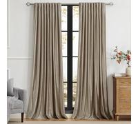 PRIMROSE Taupe Curtains 108 inch for Living Room, 2 Panels Polyester Velvet Drapes Blackout Rod Pocket Back Tab Window Treatment Room Darkening Decorative Thick Curtains for Bedroom