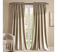 PRIMROSE Taupe Curtains 108 inch for Living Room Velvet Blackout Rod Pocket Window Drapes Treatment Semi Room Darkening Decorative Curtains for Bedroom Set of 2 Panels