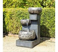 Primrose Tavira Cascading Tiered Bowls Water Feature With Lights 66cm in Grey Primrose Grey