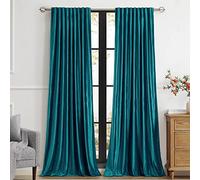 PRIMROSE Teal Velvet Curtains 96 inch Long for Living Room,Set of 2 Panels Blackout Rod Pocket Back Tab Window Treatment Room Darkening Heavy Decorative Curtains Drapes for Bedroom