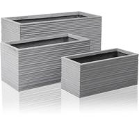 Primrose Terracotta Fibrecotta Berniss Trough Mixed Set of 3 Planters in Grey Primrose Grey