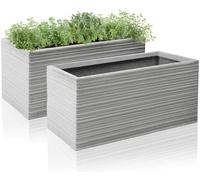 Primrose Terracotta Fibrecotta Berniss Trough Planter 50cm Set of 2 in Grey Primrose Grey