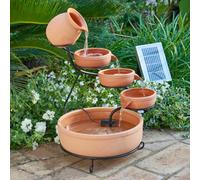 Primrose Terracotta Solar Cascade Water Feature LEDs Outdoor Garden Patio 55cm Primrose Terracotta