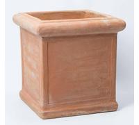 Primrose Terracotta Red Square Rolled Rim Outdoor Cube Planter 39cm Primrose Terracotta