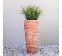 Primrose Terracotta Red Tapered Tall Outdoor Cylinder Planter With Drainage 100Cm