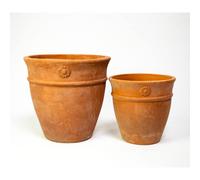 Primrose Terracotta Round Pot Planters Mixed Set of 2 in Red Primrose Red