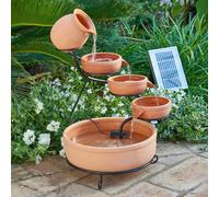 Primrose Terracotta Solar Cascade Water Feature LEDs Outdoor Garden Patio 55cm Primrose Terracotta