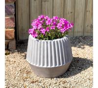 Primrose H21cm Concrete Round Planter In Grey Garden Patio Flower Pot