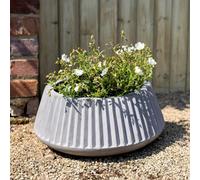 Primrose H19cm Concrete Round Planter In Grey Garden Patio Flower Pot
