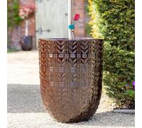 Primrose Textured Glazed Terracotta Planter In Glossy Coffee Brown 63Cm
