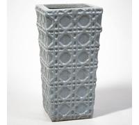 Primrose Thales Glazed Grey Ceramic Geometric Pattern Tall Planter 50cm in Light Grey Primrose Light Grey