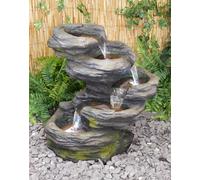 Primrose Tiered Cascading Water Feature Rock Sanke Steps 5 Tier Lights 56cm in Stone Primrose Stone