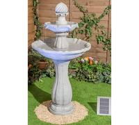Primrose Tiered Stone Effect Solar Powered Round Water Feature Lights H112cm in Grey Primrose Grey
