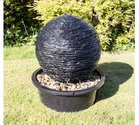 Primrose Torver Slate Effect Sphere Water Feature Lights Self Contained 56cm in Grey Primrose Grey