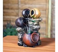Primrose 27cm Triple Trickle Honey Pot Indoor Outdoor Water Feature With LED Lights