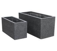 Primrose Twin Pack Poly-Terrazzo Trough Planter Black Set of 2 Large Planters 50cm x 100cm (19.7in x 39.4in)