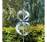 Primrose Two Sphere Metal Kinetic Wind Spinner In Silver 45Cm