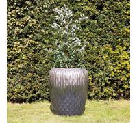 Primrose Two-Tone Textured Terracotta Round Planter In Metallic Two Tone 53cm in Metallics Primrose Metallics