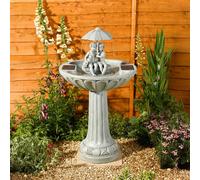 Primrose Umbrella Solar Water Feature & Bird Bath 82cm in Light Grey Primrose Light Grey