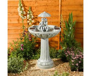 Primrose Umbrella Solar Water Feature & Bird Bath 82cm in Light Grey Primrose Light Grey