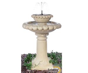 Primrose Victoriana Cream Solar Cast Stone Bird Bath Outdoor With Lights H79Cm