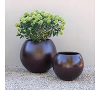 Primrose Volterra Outdoor Fibreglass Ball Patio Planter Sphere In Brown 60Cm
