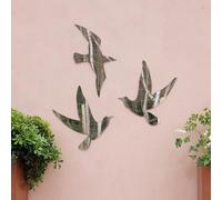 Primrose Wall Mounted Bird Silhouette Acrylic Frameless Mirror Decorative Wall Art Set of 3