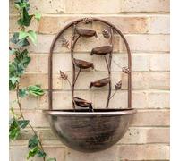 Primrose Olso Cascading Leaf Wall-Mounted Water Feature With Lights H55Cm