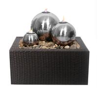Primrose Water Feature Magma Triple Sphere Stainless Steel Fire & Water in Metallic Silver Primrose Metallic Silver