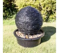 Primrose Torver Slate Effect Sphere Water Feature With Lights H50Cm