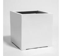 Primrose White Gloss Polystone Square Cube Planter 60cm Primrose White