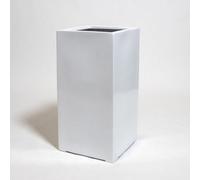 Primrose White Gloss Polystone Tall Square Cubic Planter 80cm Primrose White