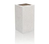 Primrose Poly Terrazzo Stone White Tall Cube Outdoor Planter 48 Litre 60cm Primrose White