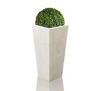 Primrose White Polyterrazzo Tall Flared Square Indoor Outdoor Planter 91cm Primrose White