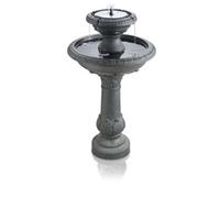 Primrose Windsor 2-Tier Solar Bird Bath Water Feature With Lights And Automatic Activation 84Cm