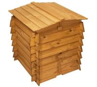 Wooden Composter Decorative Beehive Style with Double Hinged Roof 328L - Brown