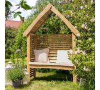 Primrose Wooden Garden Bench 2 Seater Arbour Slatted Sides in Brown Primrose Brown