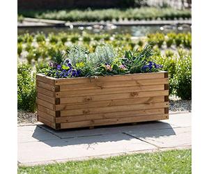 Primrose Wooden Raised Flower Bed Trough Planter - Treated Durable Pine & Responsibly Sourced Timber Jumbo 180cm x 40cm 140L