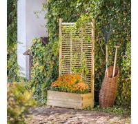 Primrose Wooden Trough Planter 90cm x 40cm With Venetian Style Trellis 1.8m in Natural | Size: 90 cm x 40 cm Primrose Natural 90 cm x 40 cm