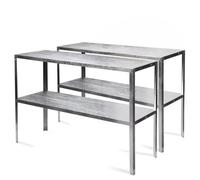 Primrose X2 Traditional 2 Tier Greenhouse Staging Shelf Workbench In Silver 119Cm